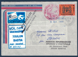 LETTRE GREVE POSTALE 1995 VIGNETTE COURRIER SPECIAL BASTIA CORSE TOULON TIMBRE POSTA PRIVATA VOL 5205 TRANSPORT PRIVÉ - Documentos