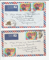 2 SOUTH AFRICA Covers  Multi  PEACE Stamps Air Mail  To GB Cover - Brieven En Documenten