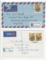 1978-1981 SOUTH AFRICA Reg Covers MILNERTON & KENILWORTH Reg Label Air Mail To GB Cover FLOWER Stamps - Covers & Documents