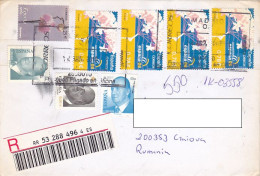 KING JUAN CARLOS, ORCHID, BIZNAGA FLOWERS, STAMPS ON REGISTERED COVER, 2010, SPAIN - Brieven En Documenten