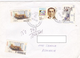 LOCOMOTIVE, MATHEMATICS, AIDS, STAMPS ON REGISTERED COVER, 2001, SPAIN - Covers & Documents