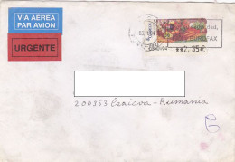 AMOUNT 2.35 MACHINE PRINTED FRUITS AND VEGETABLES STICKER STAMP ON COVER, 2004, SPAIN - Cartas & Documentos