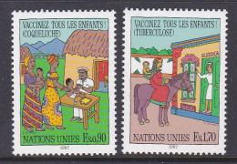Nations Unies Genève 1987 160-61 ** Dessins Enfants Vaccins Coqueluche Tuberculose Cheval - Neufs