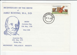 1979 Buntingville TRANSKEI ASCENSION DAY Event COVER Jabez Bunting Bicentenary Methodist Religion Stamps South Africa - Transkei