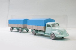 IMU - Camion MAGIRUS 3500 + Remorque Turquoise Bâche Bleu HO 1/87 - Strassenfahrzeuge