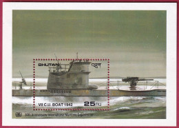 Bhutan Block Postfrisch, U-Boot VII C.U. BOAT 1942 ( Nr. 1884) - Duikboten