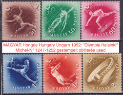 MAGYAR Hongrie Hungary Ungarn 1952: "Olympia Helsinki" Michel-N° 1247-1252 Gestempelt Obliterée Used (Michel 4.00 Euro) - Sommer 1952: Helsinki