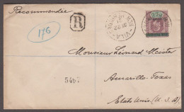 1921 (Sep 22) Envelope Sent Registered To The USA With 1908 Fiji Ovpt 5d Tied By VILA / NEW HEBRIDES Cds - Briefe U. Dokumente