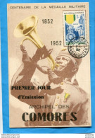 Marcophilie-COMORES-timbreN°12  Cad DZAOUDZI-carte Illustrée Centenaire  Médaille Militaire 1952- - Briefe U. Dokumente