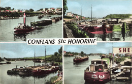 Conflans Ste Honorine * Péniches Batellerie * Souvenir 4 Vues * Péniche YVONNE Barge Chaland Remorqueur - Conflans Saint Honorine