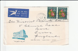 1968 PARK VIEW HOTEL Durban SOUTH AFRICA Illus ADVERT COVER To GB Stamps Air Mail Label - Covers & Documents