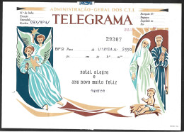 Telegrama Natal De Porte Pago. Expedido Luanda, Angola/Lisboa, Obliteração Da Rádio Marconi 1966. Postage Paid Christmas - Lettres & Documents