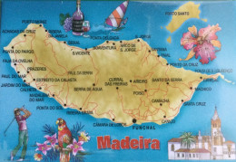 Archipelago Madeira Islands Map Sea Flora Boats Portugal Souvenir Fridge Magnet - Toerisme