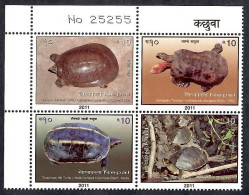 Nepal 2011 Turtles Block Of 4V MNH - Népal