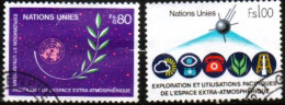 VEREINTE NATIONEN, UNO - GENF 1982, Mi 107-108 / Sc 109-110 / YT 107-108. Exploration De L'espace ,GESTEMPELT - Gebraucht