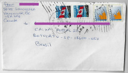 Canada 2000 Cover Sent From Vancouver To Botucatu Brazil 4 Stamp Electronic Sorting Mark - Covers & Documents