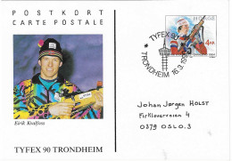 1990 Hommage à E.Kvalfoss Médaillé Or En Biathlon Aux Jeux Olympiques D'Hiver De Sarajevo 1984: Entier-postal - Invierno 1984: Sarajevo