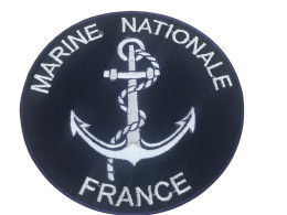 Ecusson Brodé Marine Nationale - Diamètre 90 Mm à Coudre Ou à Coller Au Fer - Ecussons Tissu