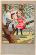 Fantaisie - Illustration Non Signée D'Enfants Assis Dans Un Arbre  - Carte Postale Ancienne - Andere & Zonder Classificatie