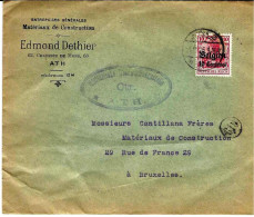 : Enveloppe  Des Ets Edmond DETHIER (ATH) Vers Ets CANTILLANA Frères (Bxl)  Avec Cachet De Censure D’ATH - Andere & Zonder Classificatie