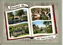 CPSM Dentelée (58) ST-AMAND-en-PUISAYE - Carte Multivues Au Livre-ouvert De 1955 - Carte Colorisée - Saint-Amand-en-Puisaye