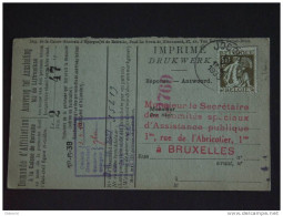 Carte Caisse De Retraite Jodoigne Vers Bruxelles 1933 Lijfrentekas Ceres (ref 62) - 1932 Ceres E Mercurio