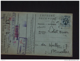 Carte Caisse De Retraite Obourg Vers Bruxelles 1930 Lijfrentekas Heraldieke Leeuw (ref 210) - 1929-1937 Leone Araldico