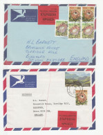 1979 - 1981 SOUTH AFRICA  EXPRESS  Air Mail COVERS  To GB  Cover FLOWER Stamps Express Label Cover - Covers & Documents