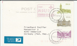 1988 SOUTH AFRICA FRAMA Air Mail  COVER To GERMANY Atm Label Card Stamps - Covers & Documents