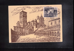 Vatican / Vatikan 1954 Basilica Of St.Francis Assisi Maximum Card - Cartas Máxima