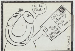 Dessins De Filipandré  Carte Postale De DRAGUIGNAN   LE 16-10-1988 ( Le Dragon Pirate ) - Marquer