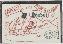 Dessins De Filipandré  Annecy 74  Salon De La Ligne _PIRATE ! Ciel ! Bato- Montagnes- Lac _le 22 Dec 1986 - Marquer