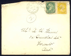 Canada Sc# 35-36 On Cover (a) (Quebec>Toronto) 1894 9.3 Small Queen - Covers & Documents