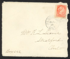 Canada Sc# 41 On Cover (c) Tilsonburg, ON>Stratford, ON 1891 2.11 Small Queen - Cartas & Documentos