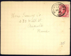 Canada Sc# 69 On Cover (a) (St. Catherines>Augusta) 1898 12.17 QV Maple Leaf - Covers & Documents