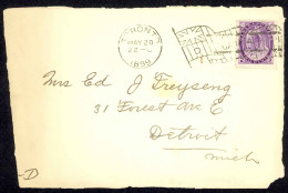 Canada Sc# 76 On Cover (b) Bickerdike Cancel (Toronto>Detroit) 1899 5.20 2c Qvic - Briefe U. Dokumente