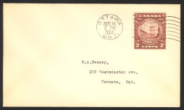 Canada Sc# 210 FDC (a) 1934 8.16 New Brunswick Seal - ....-1951