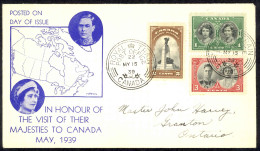 Canada Sc# 246-248 (cachet) Event Cover (p) Royal Train 1935 5.15 Royal Visit - Sobres Conmemorativos
