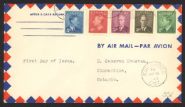 Canada Sc# 284-288 Combination (Air Mail) FDC (a) 1949 11.15 KGVI POSTES-POSTAGE - ....-1951