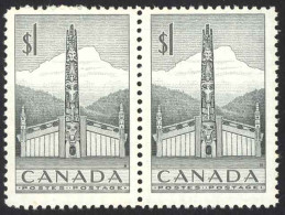 Canada Sc# 321 MNH Pair (b) 1953 $1.00 Grey Pacific Coast Totem Pole - Neufs