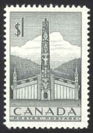 Canada Sc# 321 MH 1953 $1.00 Grey Pacific Coast Totem Pole - Neufs