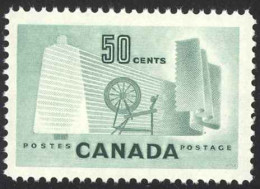Canada Sc# 334 MH 1953 50c Light Green Textile Industry - Ongebruikt