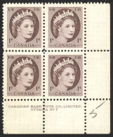 Canada Sc# 337 MH PB LR (plate 7) 1954 1c QEII - Unused Stamps