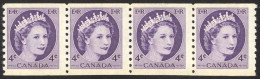 Canada Sc# 347 MNH Strip/4 1954 4c Violet Wilding Fortress - Neufs