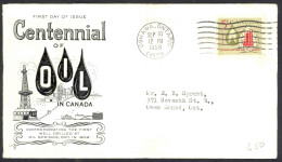 Canada Sc# 381 (Rose Craft Cachet) FDC (b) (Oshawa, ON) 1958 9.10 Oil - 1952-1960