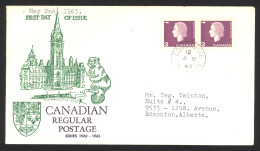 Canada Sc# 403 (cachet) FDC Pair (b) 1963 5.2 Queen Elizabeth Definitive - 1961-1970