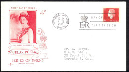 Canada Sc# 404 (Rose Craft) FDC (b) 1963 2.4 Queen Elizabeth Definitive - 1961-1970