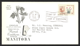 Canada Sc# 422 (Rose Craft) FDC Single (a) 1965 4.28 Flowers & Coats Of Arms - 1961-1970