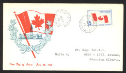 Canada Sc# 439 (cachet) FDC Single (b) 1965 6.30 Flag - 1961-1970