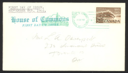 Canada Sc# 442 (House Of Commons) FDC Single (a) 1965 9.8 National Capital - 1961-1970